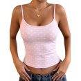 thumbnail image 2 of Women'S Polka Dot Print Sleeveless Form Fitting Casual Tank Top Light Pink Dots M, 2 of 9