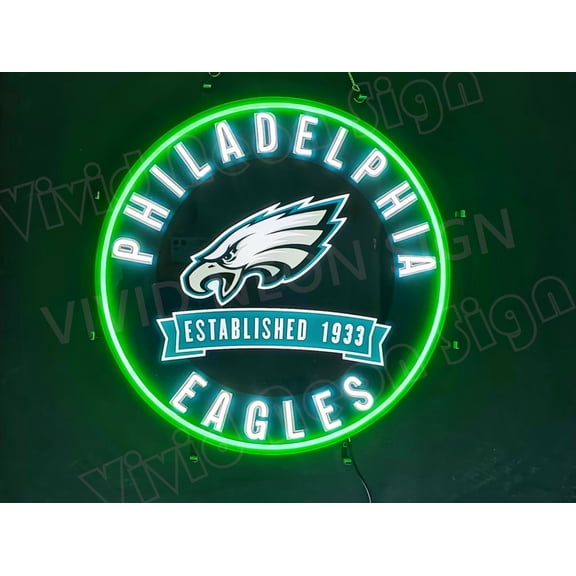 Queen Sense 24"x24" Custom For Philadelphias Sports League Eagles Established 1933 LED Sign Light Neon Signs With Dimmer Party Home Wall Decor Lights W124PEE1933VVD-XLED