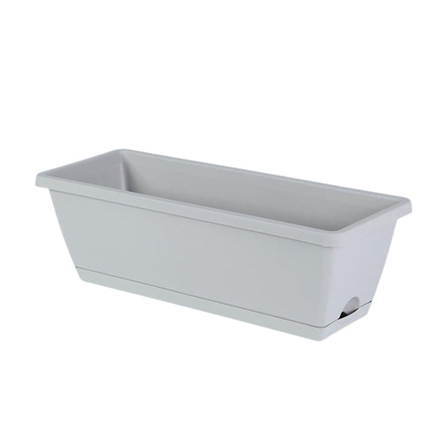 GROWTH TANK 2 Pieces Window Box Planter Rectangular Decors for Garden Indoor Plants Home Light Grey