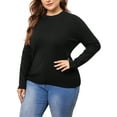thumbnail image 4 of Agnes Orinda Women's Plus Size Sweater Long Sleeve Crewneck Shirts Knit Casual Basic Tee Tops 1X Black, 4 of 6