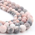 thumbnail image 4 of Cuentas de piedra mate natural pulidas con acabado mate, jaspe cebra rosa, ágatas, jades, howlitas, cuentas minerales para hacer joyas, pulseras DIY de 15'', 4 of 4