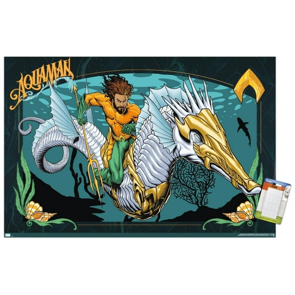 DC Comics Movie Aquaman and the Lost Kingdom - Aquaman Illustration Wall Poster, 14.725" x 22.375"