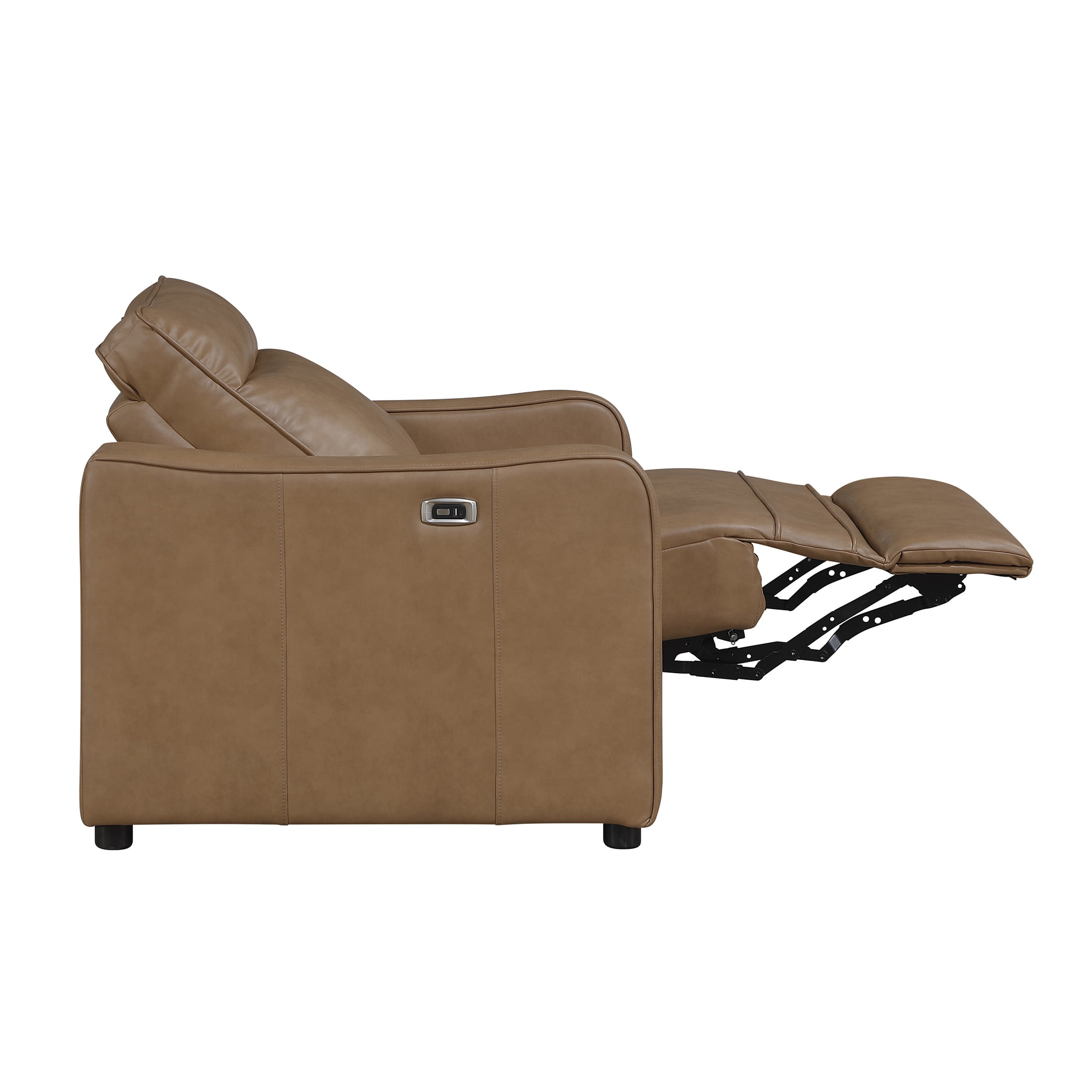 OakvillePark Ardena Faux Leather Power Reclining Chair with Curved Track Arms, Zero Wall Recliner, Brown