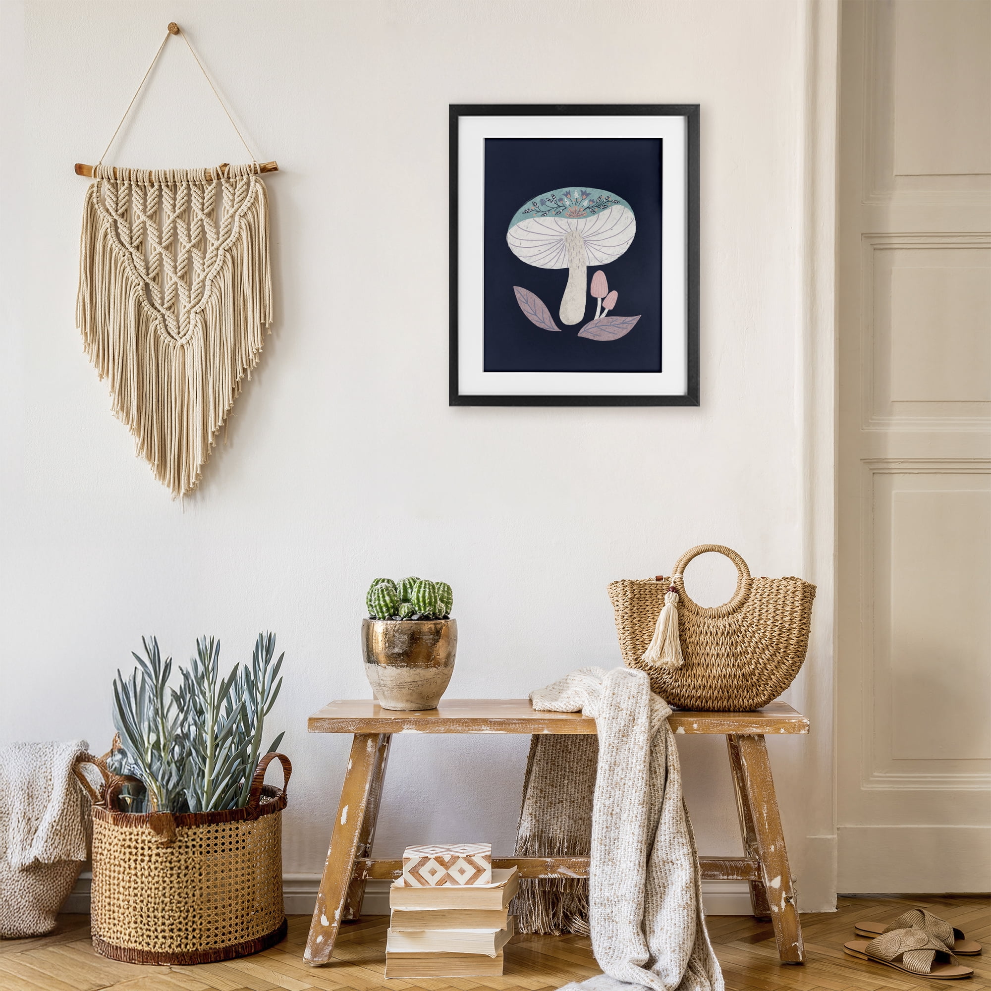 Stupell Industries Floral Cottage Mushroom Black Framed Print Under Glass, design by Metka Hiti