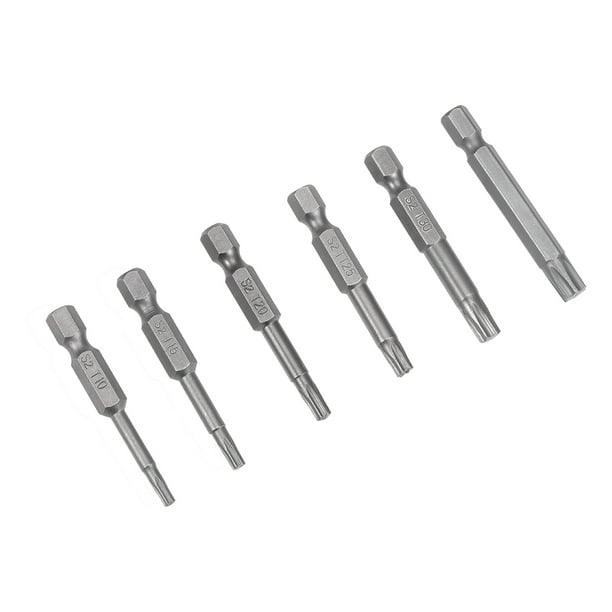 Unique Bargains Juego de puntas de destornillador Torx magnéticas de 1/4" de vástago hexagonal de 2" de longitud T10-T40 Acero S2 6 piezas