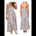 thumbnail image 3 of Vestido Maxi Estampado para Mujer, con Tirantes Finos, Floral, Estilo Bohemio, Fluido, para Playa y Vacaciones de Verano. Cuadrados de Albaricoque XL, 3 of 7