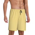 thumbnail image 2 of Kdxio Yellow Gingham Print Mens Shorts, Breathable Lounge Sleepwear Set with Elastic Waistband and Pockets-Medium, 2 of 6