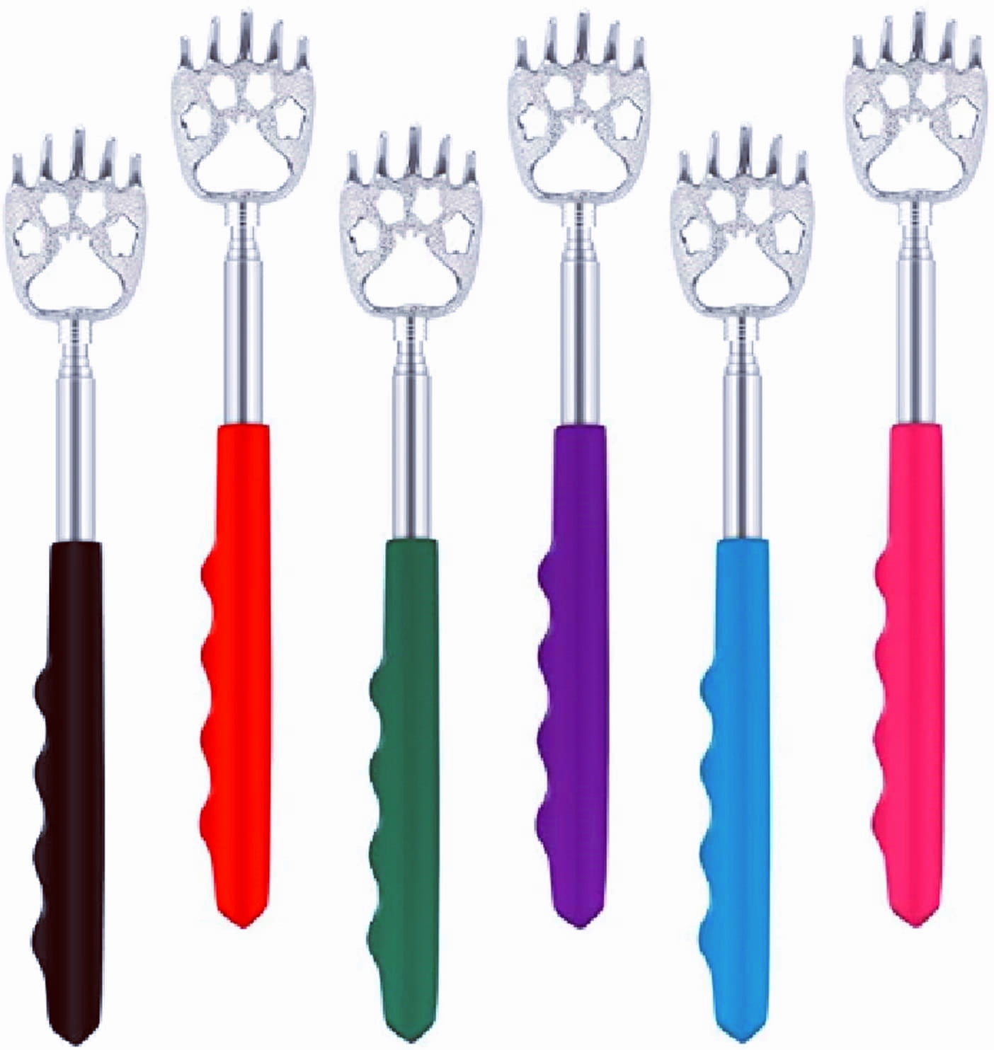 Casewin Telescoping Back Scratcher, 6 Pack Portable Extendable Telescopic Bear Claws Metal Back