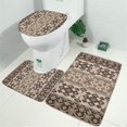 thumbnail image 2 of Brown Geometric Diamond Heart Pattern Bathroom Rugs Sets 3 Piece,Toilet Cover Set,Absorbent Non Slip Bathroom Mats Sets with U-Shaped Contour Rug Toilet Rug Set, 2 of 5