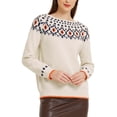 thumbnail image 1 of Suéter de mujer INSPIRE CHIC para invierno y oto?o, de manga larga, cuello redondo, estilo vintage, suéter casual, color blanco, talla M, 1 of 1