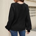 thumbnail image 6 of jtjvou Women's Cable Knit Long Sleeve Open Front Cardigan V-Neck Button Down Loose Sweater Coat Outwear Black XL, 6 of 6