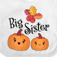 thumbnail image 4 of Inktastic Big Sister Pumpkins with Fall Leaves Girls Baby Bib, 4 of 4