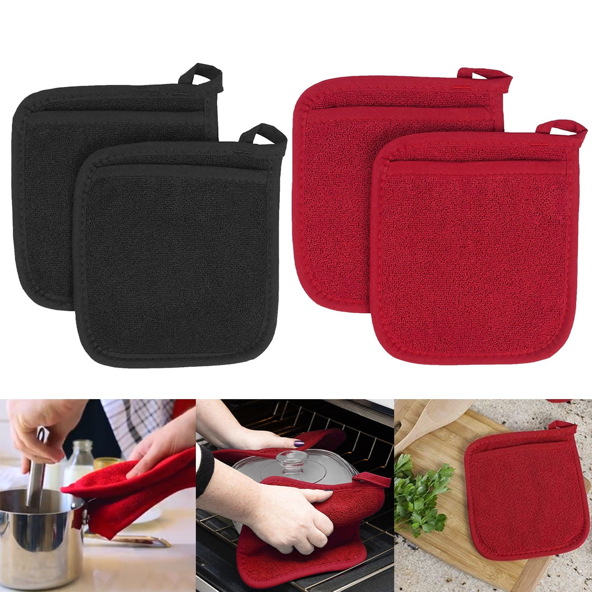 Gorware 2Pack Pot Holders for Kitchen Soft Polyester Pot Holders Sets