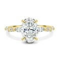 thumbnail image 2 of Este Origin 2.2ct Oval Diamond with Round and Pear Side Stones Trilogy Moissanite Engagement Ring in 14K Yellow Gold US 7.5., 2 of 7