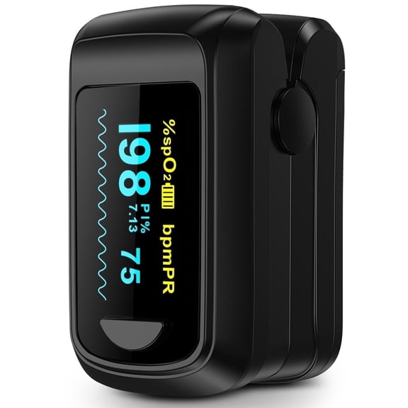HealthTree Pulse Oximeter Fingertip, Blood Oxygen Monitor with Batteries and Lanyard for Sport, Running Use