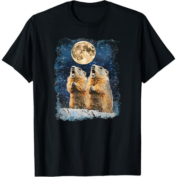 Gound Hog Day Howling at the Moon Funny Groundhog T-Shirt Shirts