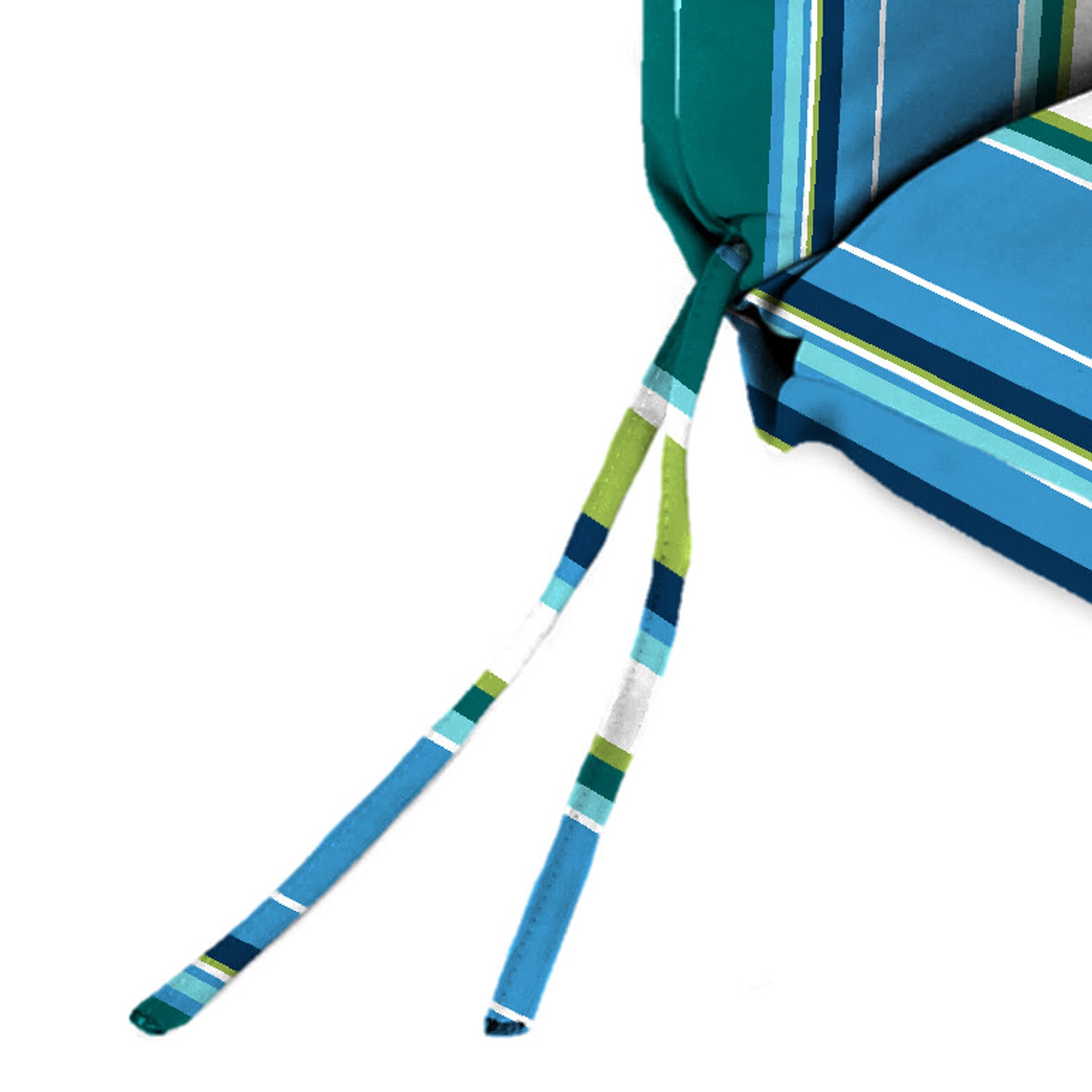 Jordan Manufacturing 44" x 22" Covert Capri Blue Stripe Rectangular Outdoor Chair Cushion with Ties and Hanger Loop