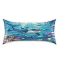 thumbnail image 3 of Satin Pillow Case Standard Silk Pillow Cover for Hair and Skin Envelope Closure Dolphin and Fish 20"x26", 3 of 9