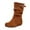 Brown, variant on Women Fashionable Casual Versatile Trendy And Cool Mid Tube High Sloping Heel Belt Buckle Sleeve Western Cowboy Boots Black 7