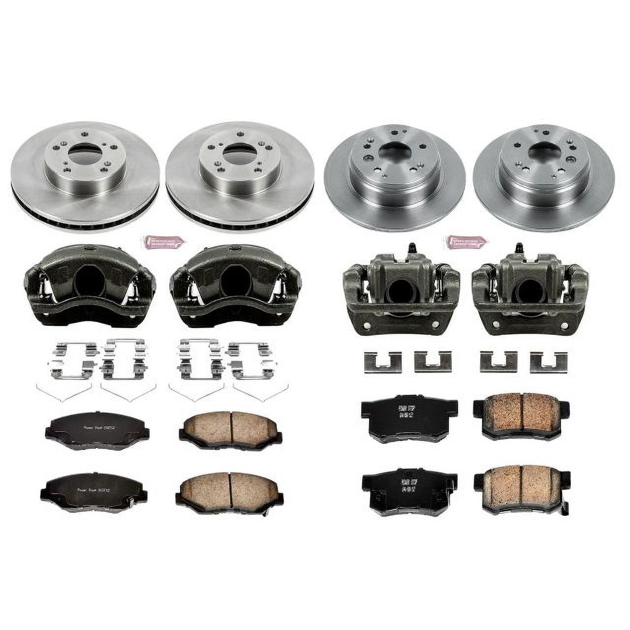 PowerStop Front and Rear Stock Replacement Brake Pad and Rotor Kit with Calipers Fits: HONDA Select Models KCOE5389