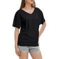 thumbnail image 4 of Womens Casual V Neck T Shirts Short Sleeve Loose Fit Summer Flowy Tops Tees, 4 of 6