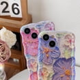 thumbnail image 4 of Retro Oil Painting Flower Floral Pattern Compatible with iPhone Case (Pink Red,iPhone 12), 4 of 12