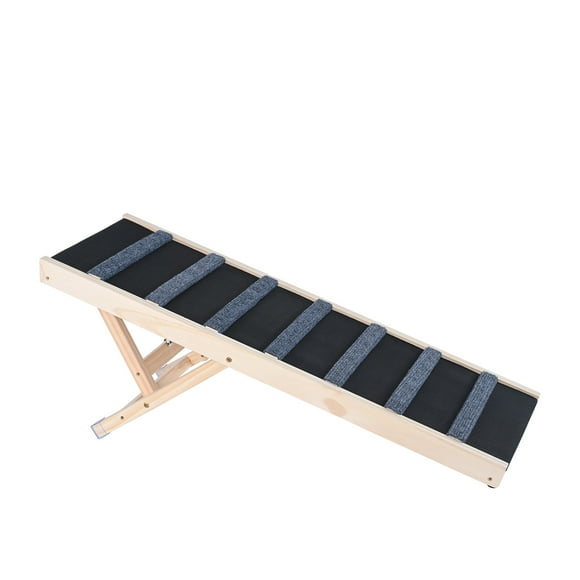 KFFKFF Pet Access Ramp, Collapsible Canine Ramp for Bed, Modifiable Pet Ramp for Tiny, Big, Senior Dogs & Felines, Timber Animal Ramp with 39.3" Extended Ramp, Adjustable from 15" to 22"