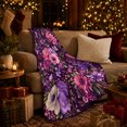 thumbnail image 3 of Purple Butterfly Peony Garden, Festive autumn celebration Scene, Warm Flannel Blanket for Living Room and Reading Nook with Detailed Artwork, Art Lovers autumn celebration Gift, Festive Home Decor, 3 of 9
