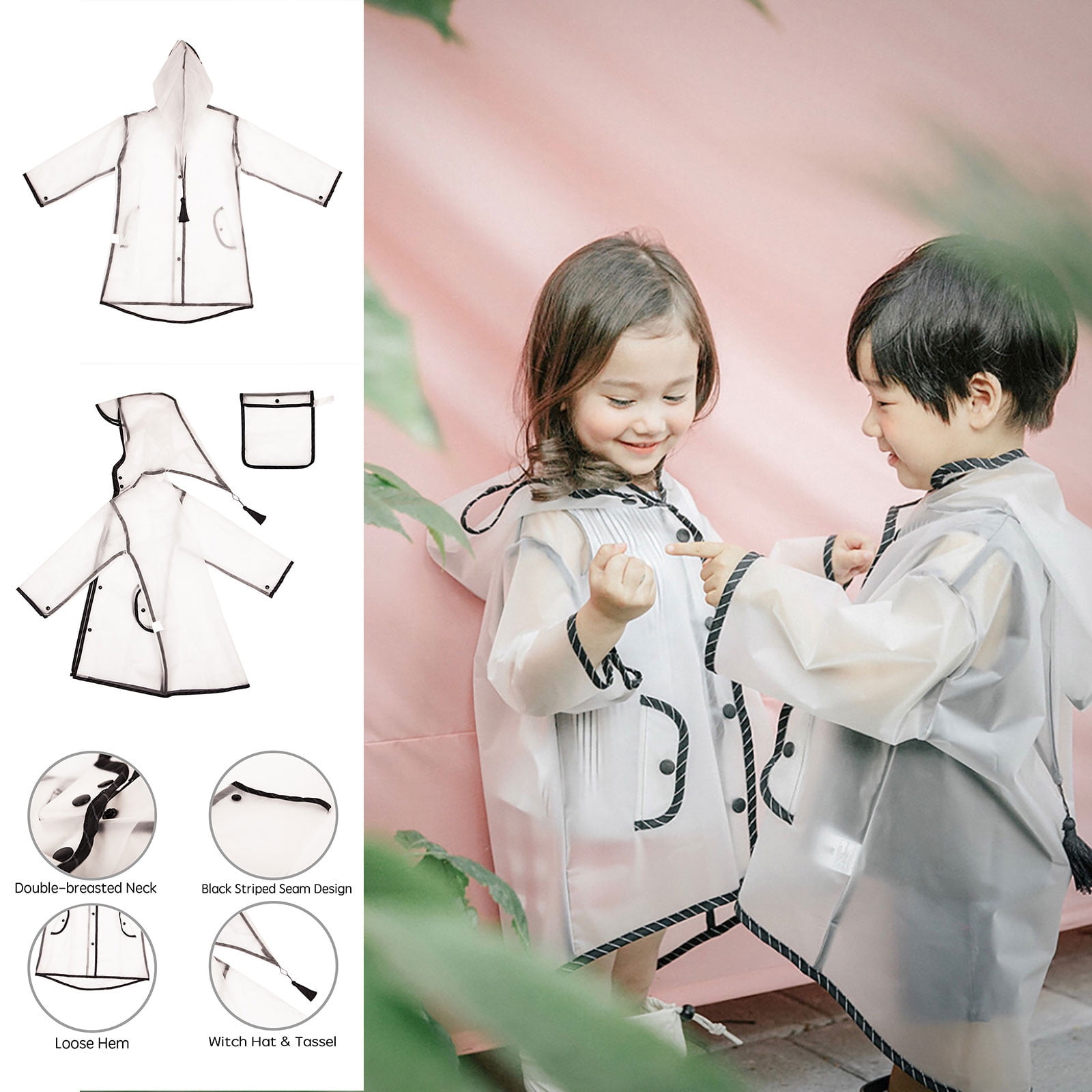 XZNGL Enfants Veste Impermeable Unisexe Enfants Veste a Capuche Vent et Impermeable Transparent Impermeable pour les Filles Garcons Enfants