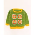 thumbnail image 2 of Woonie Handmade Granny Square Crochet Sweater-Green, 2 of 4