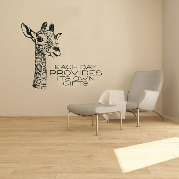 Each Day Provides Its Own Gifts Inspirational Quote Giraffe Animal DesignVinyl Wall Sticker Wall Art Wall Decal Boys Girls Kids Room Design Bedroom Nursery Kinder Home Decoration Size(40x40 inch)