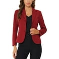 thumbnail image 1 of INSPIRE CHIC Women's Work Office Lapel Collar Stretch Jacket Suit Blazer Medium Burgundy, 1 of 5