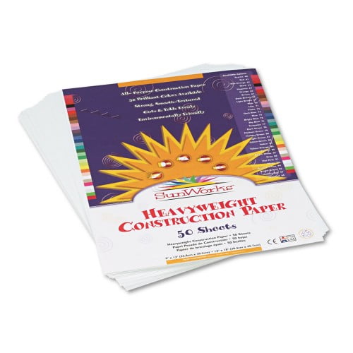 New SunWorks Construction Paper, 58lb, 9 x 12, Bright White, 50/Pack,Each
