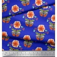 thumbnail image 3 of Soimoi Blue Cotton Cambric Fabric Leaves & Flower Print Fabric by the Yard 42 Inch Wide, 3 of 3