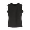 thumbnail image 4 of Aobny Build-in-Bra Sleep Shirts for Women Cotton Tops Only Pajama Shirts Sleeveless Crew Neck Sexy Sleepwear for Women,Black,L, 4 of 5