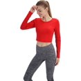 thumbnail image 4 of GHSDFBB Women's Basic Round Neck Long Sleeve Crop Top, 4 of 6