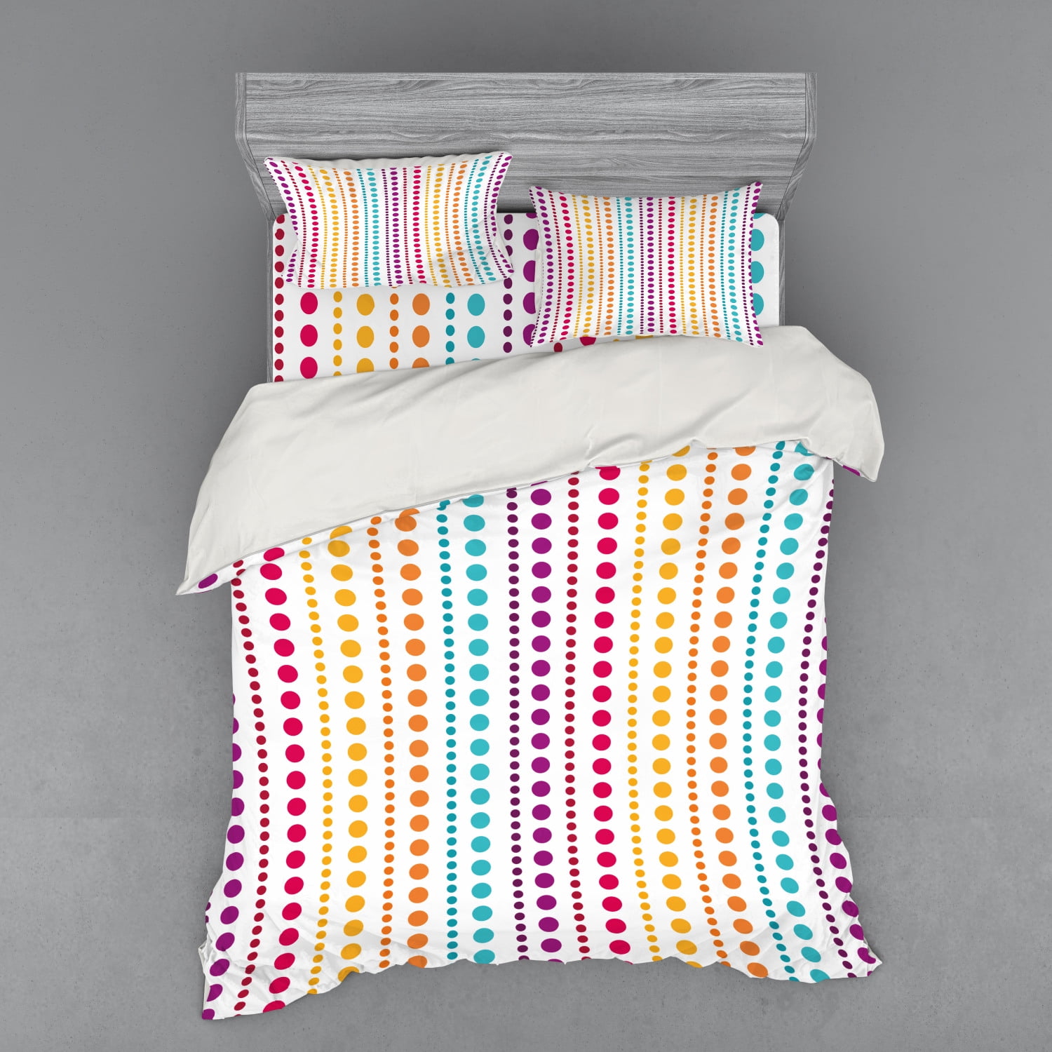 Colorful Duvet Cover Set, Half Toned Retro Striped Pattern Big Little