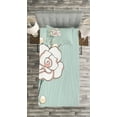 thumbnail image 3 of Ambesonne Flower Quilted Bedspread Set 2 Pcs, Romantic Rose Pearls, Twin Size, Pale Blue White Pink, 3 of 3