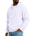 thumbnail image 4 of Mens Classic Pullover Hoodie Long Sleeve Solid Hooded Sweatshirt Front Pocket White 3XL, 4 of 5