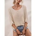 thumbnail image 3 of Chouyatou Women's Spring Oversized Short Sleeve Crochet Sweater Top Beach Summer T-Shirt, 3 of 5
