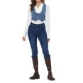 thumbnail image 2 of INSPIRE CHIC Women's Denim Button up Scoop Neck Sleeveless Coppped Vest Jacket Light Blue XL, 2 of 5