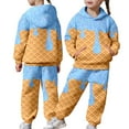 thumbnail image 2 of Arlun Boys Girls Ice Cream Graphic Print Sweatsuit 2 Piece Cute Preppy Ice Cream Baseball Long Sleeve Hoodies and Sweatpants Fall Winter Warm Comfy Outfit Sets Blue 120, 2 of 8