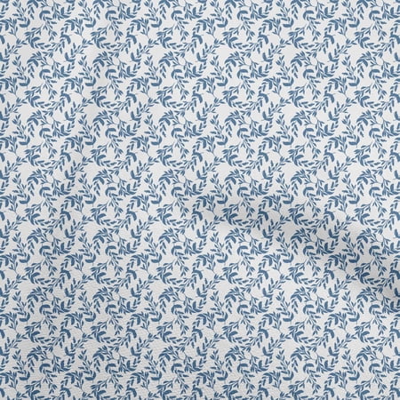 oneOone Cotton Poplin Twill Medium Blue Fabric Leaves Diy Clothing Quilting Fabric Print Fabric By Yard 56 Inch Wide