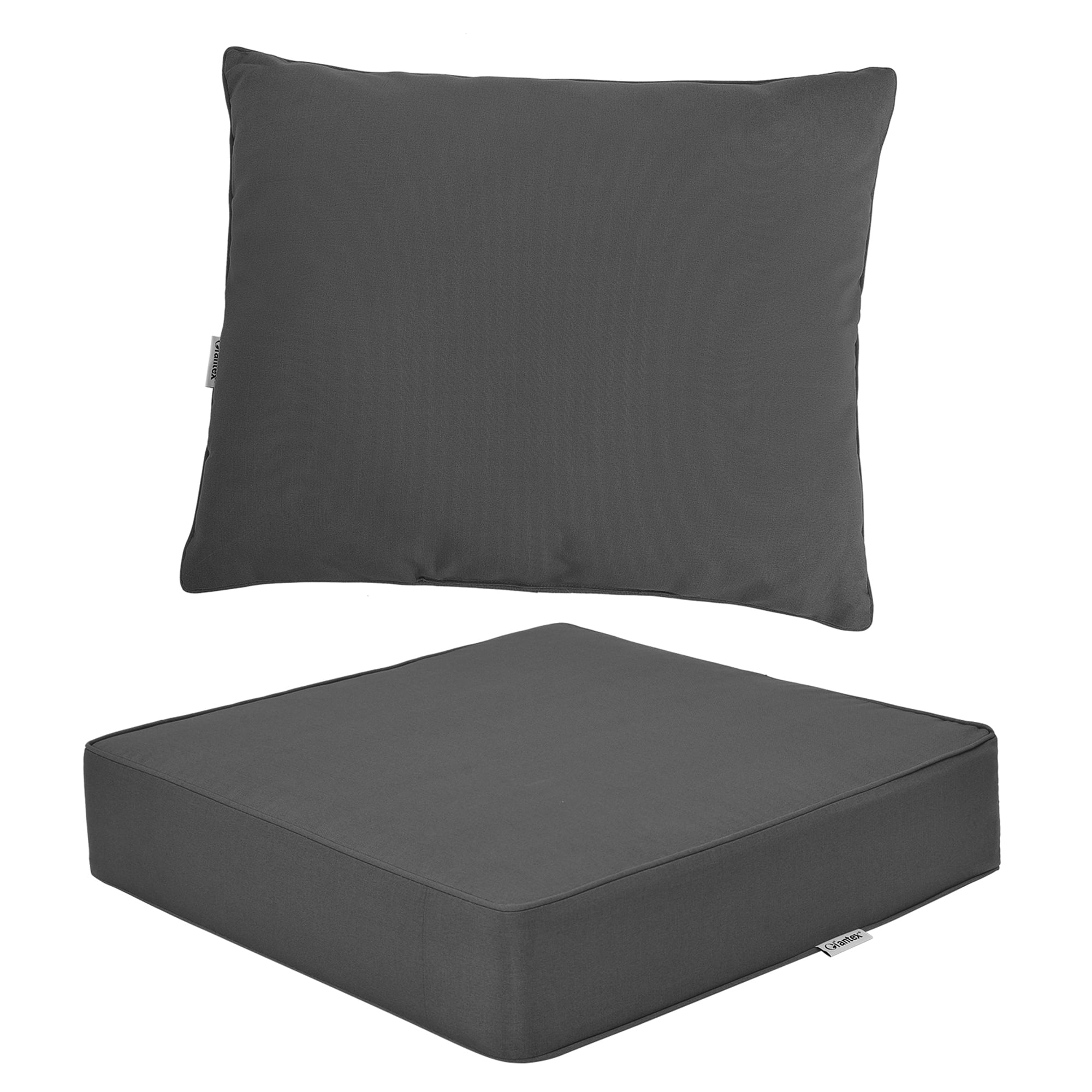 Gymax 2PCS Deep Seat Chair Cushion Pads Set Indoor Outdoor W/ Rope Belts Grey