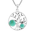 thumbnail image 1 of Bountiful Tree of Life Green Turquoise Sterling Silver Round Pendant Necklace, 1 of 6