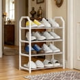 thumbnail image 5 of 4-Tier Plastic Shoe Rack Organizer, Freestanding Floor Shoe Shelf for Entryway Bedroom Closet, Ventilated Footwear Storage Stand for Home Garage, Space Saving Daily Use Organizer, 5 of 5