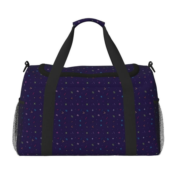Fotbe Mathematical Symbols Bolsa de Viaje con Estampado, Bolsa de Fin de Semana para Mujer con Compartimento para Zapatos, Bolsa de Gimnasio con Bolsillo Húmedo