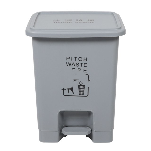 WEUVEB 1Pc Large Capacity Step Trash Can Grey Plastic Rubbish Container with Odor Sealing Lid