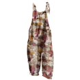 thumbnail image 3 of QATAINLAV Overalls for Women Linen Wide Leg One Piece Pants Trendy Mushroom Print Hippie Jumpsuits Summer Sleeveless Adjustable Strap Romper with Pockets Prime Sales Today Wine XXL, 3 of 6