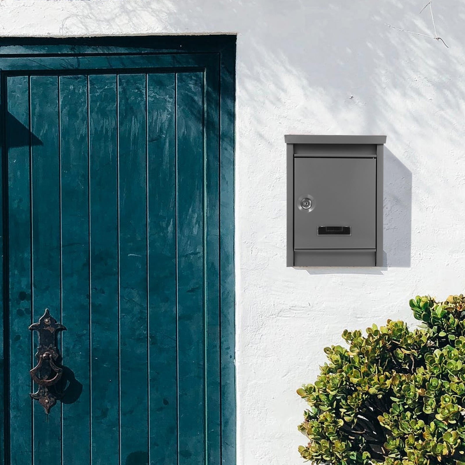 HEALEEP Grey Outdoor Iron Mailbox with Lockable Storage, Large Capacity, Weather-Resistant Design for Secure Home Use